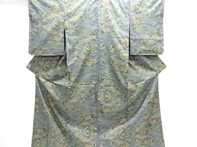 樹木風景模様織り出し本場泥大島紬着物(5マルキ)